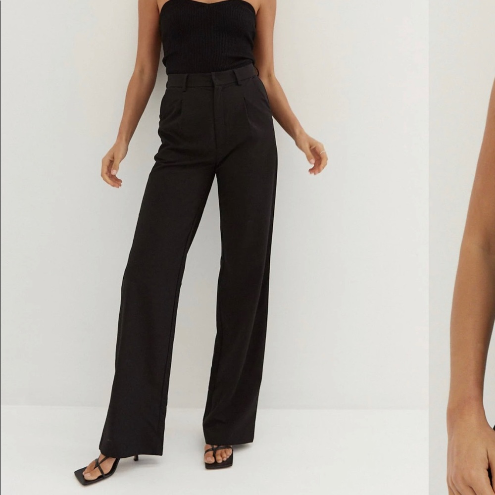 Style Addict Freja Pants - Pleated Wide Leg - Black